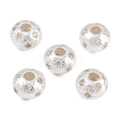 Brass Micro Pave Clear Cubic Zirconia Beads KK-Z162-14S-1