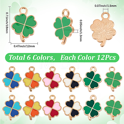72Pcs 6 Colors Alloy Enamel Pendants ENAM-SC0008-08-1