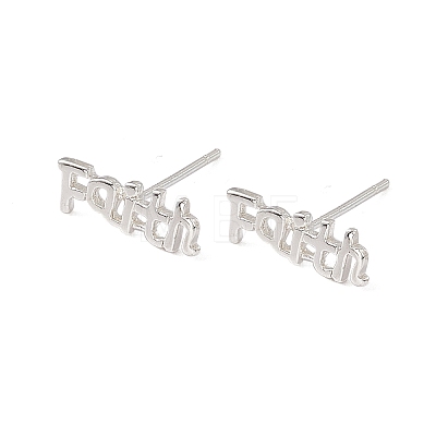 Brass Word Faith Stud Earrings for Women KK-A172-32S-1