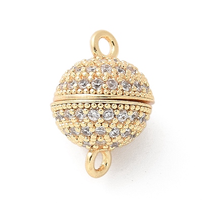 Brass Micro Pave Cubic Zirconia Magnetic Clasps KK-U052-03G-1