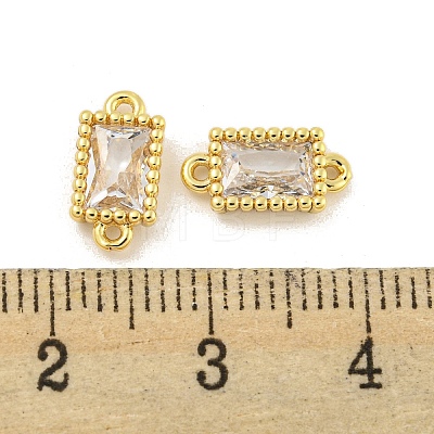 Brass Clear Cubic Zirconia Connector Charms KK-G490-06G-1