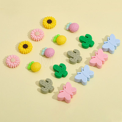 16Pcs 8 Style Food Grade Eco-Friendly Silicone Beads SIL-CA0002-06-1