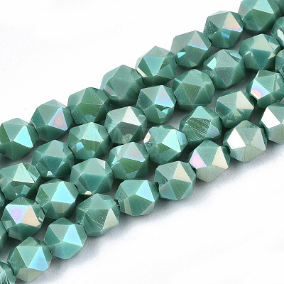 Electroplate Opaque Glass Beads Strands X-EGLA-T019-05N-1