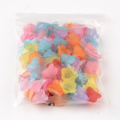 Mixed Color Frosted Acrylic Beads X-PL692-1