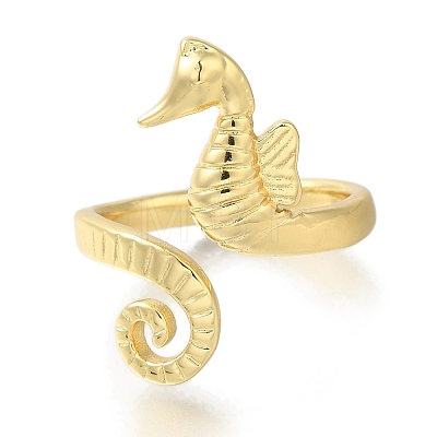 Rack Plating Brass Open Cuff Finger Rings For Women Men RJEW-C112-01G-1