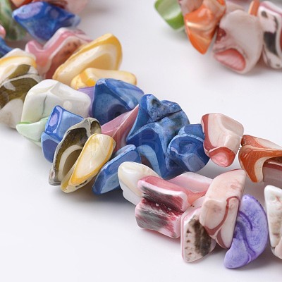 Nuggets Chips Natural Shell Bead Strands BSHE-O016-13-1