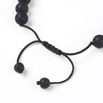 Natural Lava Rock Braided Bead Bracelets BJEW-G607-02-1