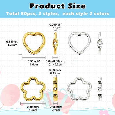 80Pcs Tibetan Style Alloy Bead Frame TIBE-YW0001-78-1