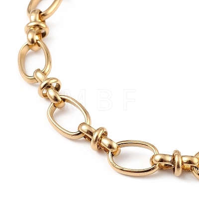 Ion Plating(IP) 304 Stainless Steel Bowknot & Oval Link Chain Bracelet for Women BJEW-G669-18G-1