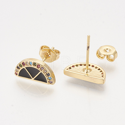 Brass Cubic Zirconia Stud Earrings EJEW-S201-172A-1