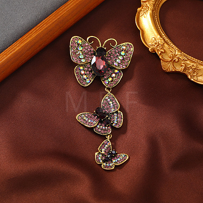 Creative Long Alloy Triple Butterfly Brooch PW-WG59366-03-1