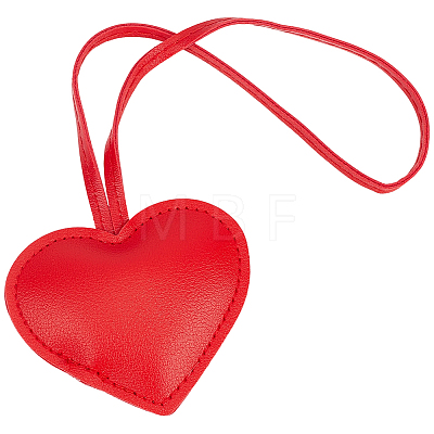 PU Leather Heart Pendant Decorations HJEW-CL0001-12A-1