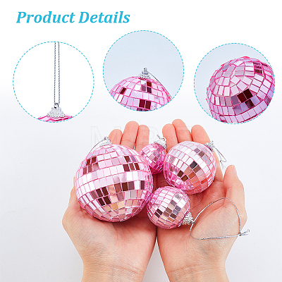 30Pcs 4 Styles Foam & Glass Mirror Ball Pendant Decorations AJEW-GA0010-79-1
