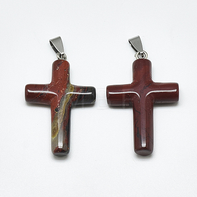 Natural Red Rainbow Jasper Pendants G-T122-18P-1