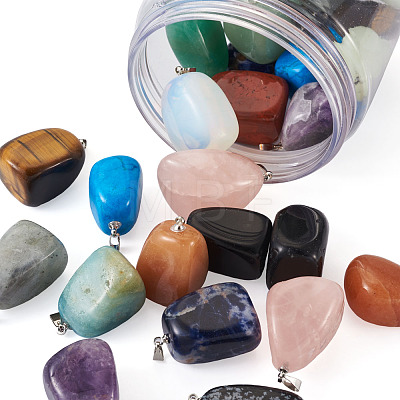 Natural & Synthetic Mixed Gemstone Pendants G-TA0001-11-1