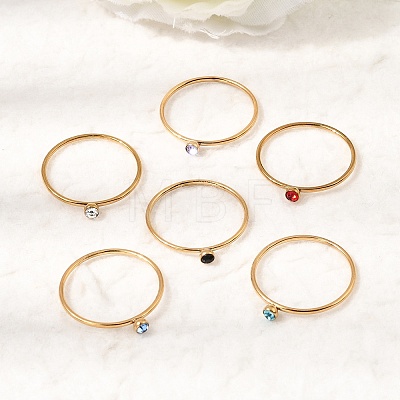 304 Stainless Steel Rhinestone Finger Rings for Women SA-CBAB767-26B-G-1