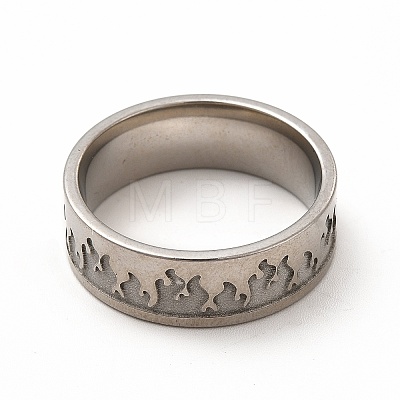 201 Stainless Steel Grooved Finger Ring Settings STAS-P323-07P-1