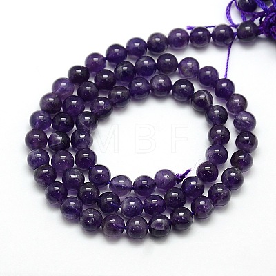 Natural Amethyst Round Bead Strands G-L170-6mm-02-1