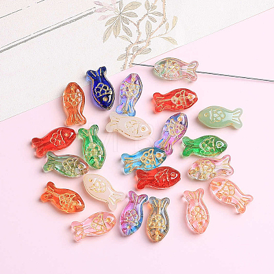 60Pcs Baking Paint Transparent Glass Beads DGLA-SC0001-11-1