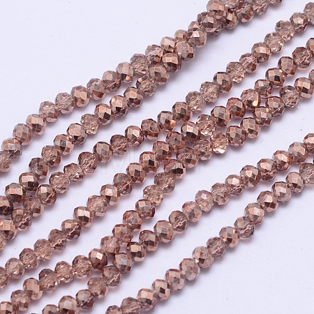 Faceted Rondelle Transparent Painted Glass Beads Strands DGLA-J001-C13-4mm-1