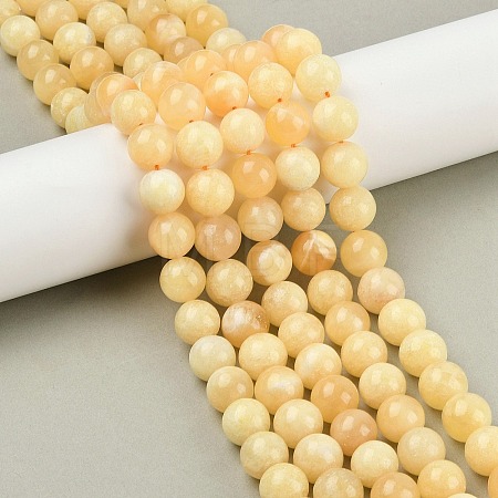 Natural Yellow Calcite Beads Strands G-C251-A01-12mm-1
