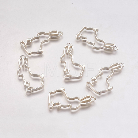 Matte Style Alloy Rabbit Bunny Open Back Bezel Pendants PALLOY-S047-41B-FF-1