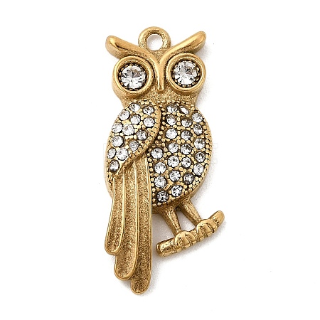304 Stainless Steel with Rhinestone Pendants STAS-Z179-11G-1