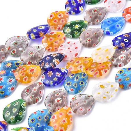 Handmade Millefiori Glass Beads Strands LK-R004-08-1