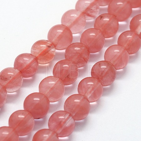 Cherry Quartz Glass Beads Strands X-G-I199-28-6mm-1