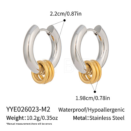 304 Stainless Steel Fashion Triple Ring Dangle Hoop Earrings for women MK3977-1-1