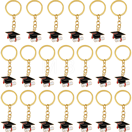 20Pcs Zinc Alloy Enamel Graduation Hat Keychains KEYC-FH00101-1