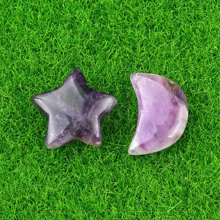 Natural Tiger Eye Healing Moon & Star Ornaments X1-PW-WG13036-05-1