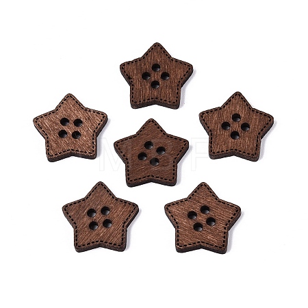4-Hole Star Wood Buttons BUTT-Q046-08B-1