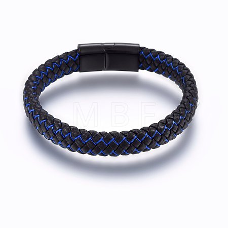 Microfiber Imitation Leather Braided Cord Bracelets BJEW-E345-07B-1