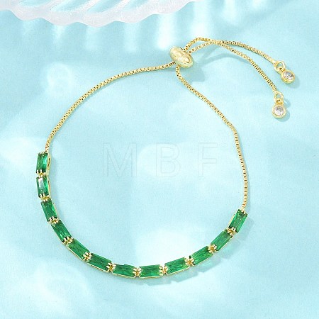 Rectangle Brass Micro Pave Cubic Zirconia Slider Bracelets KK-A305-02G-04-1