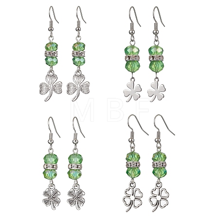 Alloy Clover Dangle Earrings EJEW-JE05539-1