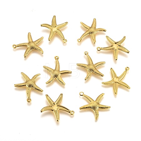 Starfish/Sea Stars Brass Pendants KK-L134-11G-1