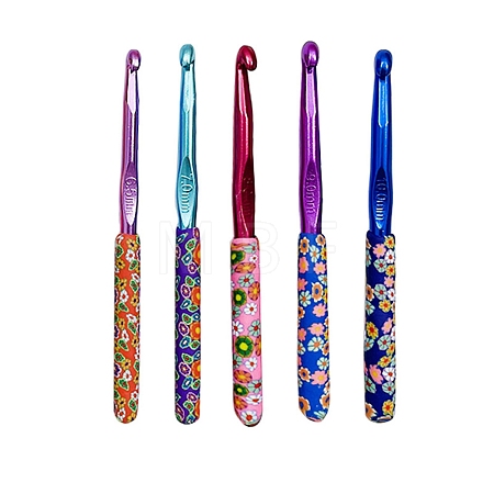 5Pcs Printed Aluminum Diverse Size Crochet Hooks Set PW-WG18832-01-1