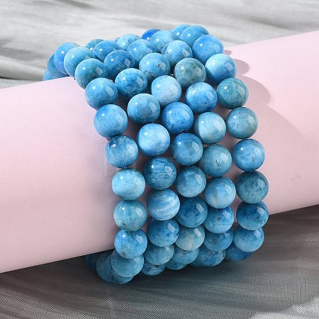Natural Apatite Round Beads Stretch Bracelets for Women BJEW-Z158-03J-03-1