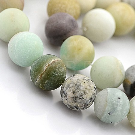 Natural Frosted Flower Amazonite Round Beads X-G-D616-8mm-1