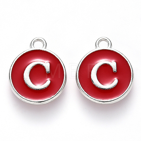 Platinum Plated Alloy Enamel Charms X-ENAM-S118-03C-P-1