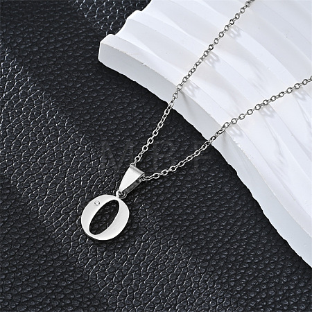201 Stainless Steel Crystal Rhinestone Initial Pendant Necklaces FS-WG28760-09-1