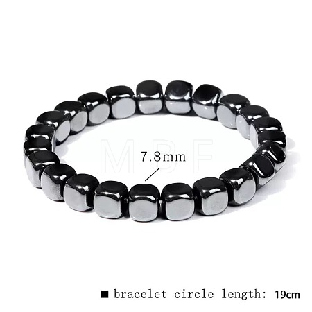 Synthetic Non-magnetic Hematite Beads Stretch Bracelets for Men RL7655-2-1