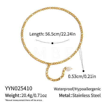 Minimalist 304 Stainless Steel Figaro Chain Lariat Necklaces CT6652-1