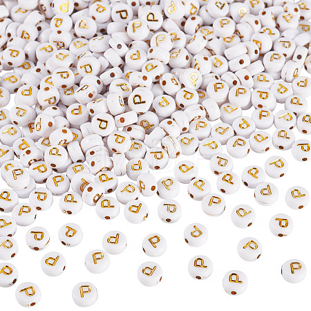 500Pcs Plating Acrylic Beads PACR-TADJ0001-01P-1