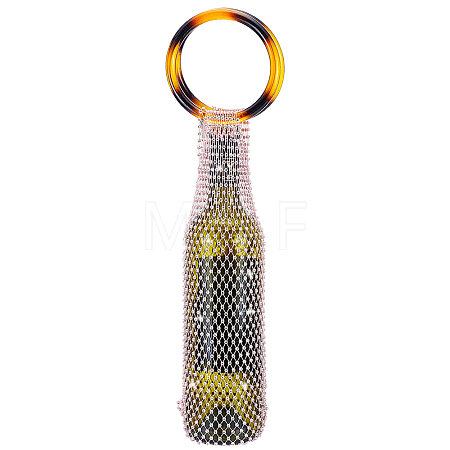 Sparkly Rhinestone Wine Bottle Bag AJEW-WH0609-899C-1