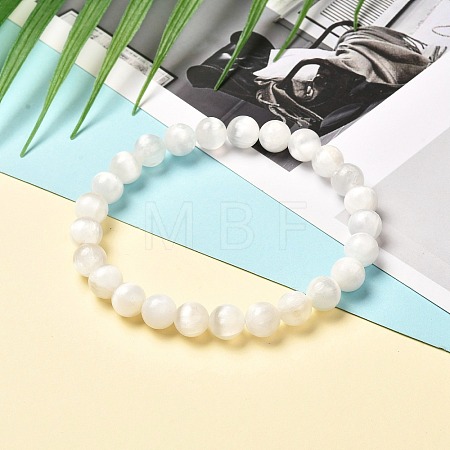Natural Selenite Beads Stretch Bracelets BJEW-JB06620-02-1