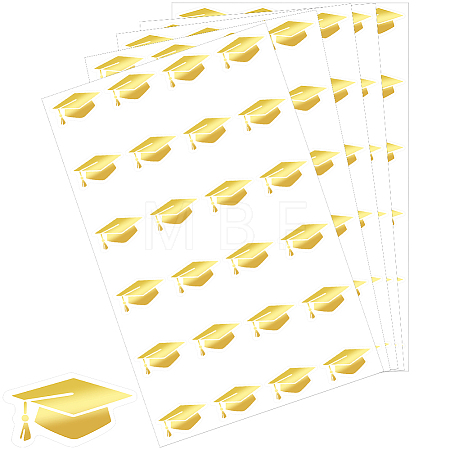 Graduation Caps Gold Foil Self-adhesive Stickers DIY-WH20001-13D-1