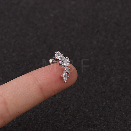 316L Surgical Stainless Steel Clear Cubic Zirconia Cartilage Earrings WG462E6-13-1