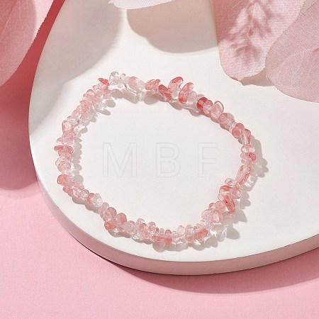 Synthetic Cherry Quartz Glass Chips Beaded Stretch Bracelets for Women BJEW-JB10046-07-1